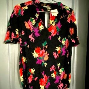Floral short sleeve strap neck shirt